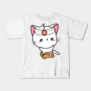 Sushi Chef Cute Angora Cat Kids T-Shirt